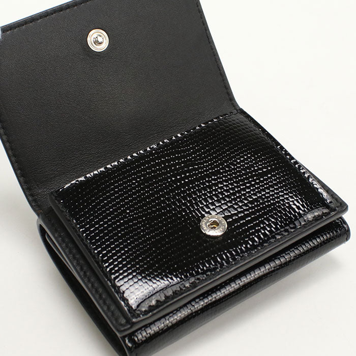 Saint Laurent カサンドラ タイニーウォレット パテントレザー 三つ折り財布 コンパクトウォレット - ブラック