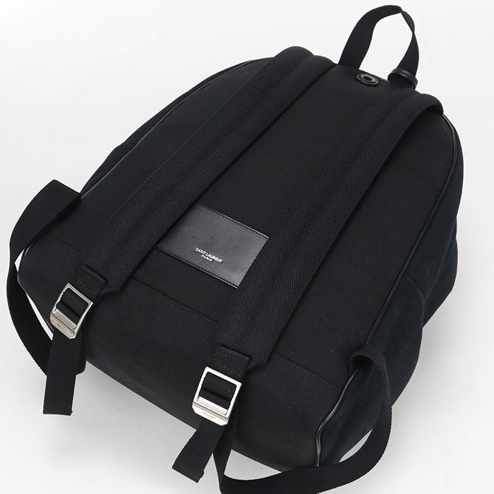 Saint Laurent シティ トランプワッペン キャンバス バックパック - ブラック