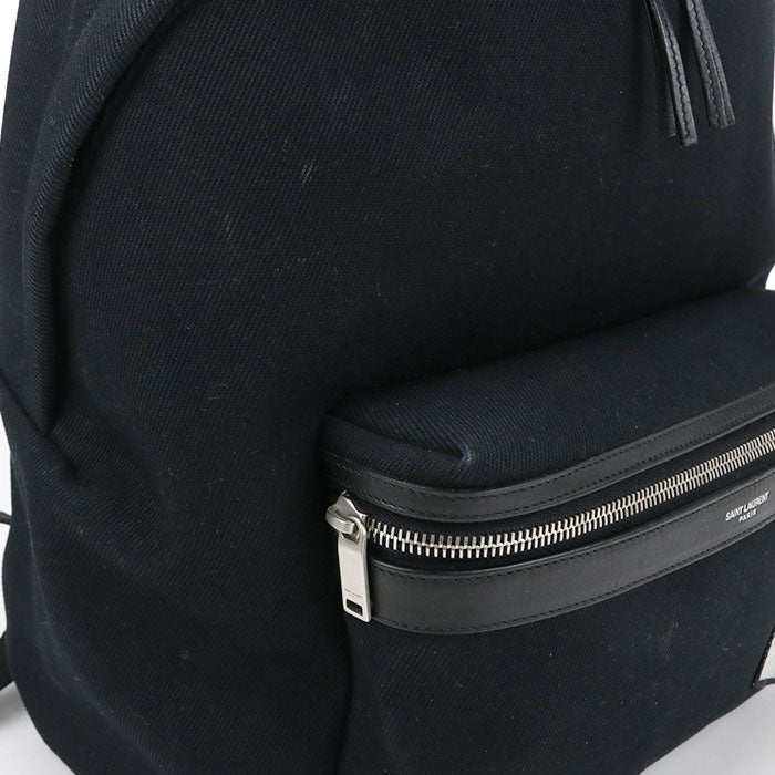Saint Laurent シティ トランプワッペン キャンバス バックパック - ブラック