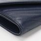 Saint Laurent カサンドラ ラージ フラップウォレット キャビアスキン 二つ折り長財布 ロングウォレット - ネイビー