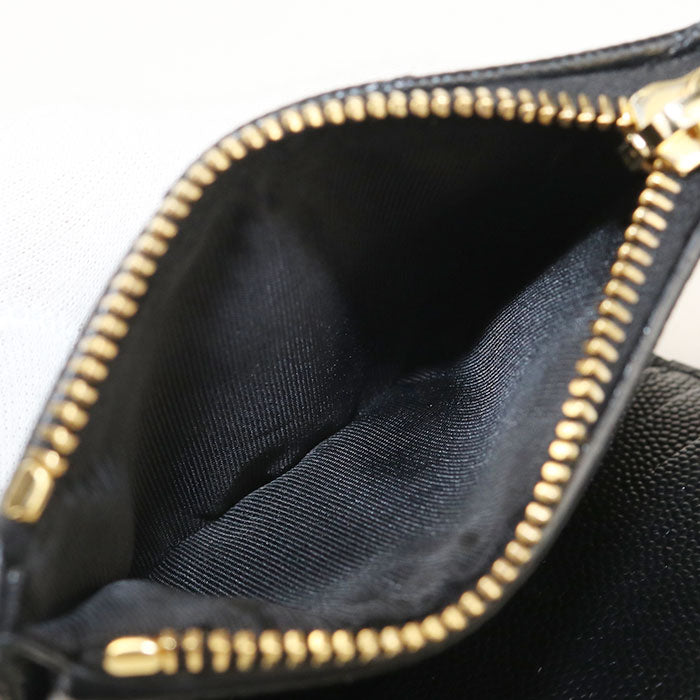 Saint Laurent カサンドラ モノグラム キャビアスキン 二つ折り財布 コンパクトウォレット - ブラック