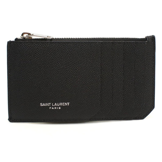 SAINT LAURENT 609362 Fragment Zip Pouch Coin Case Leather Unisex