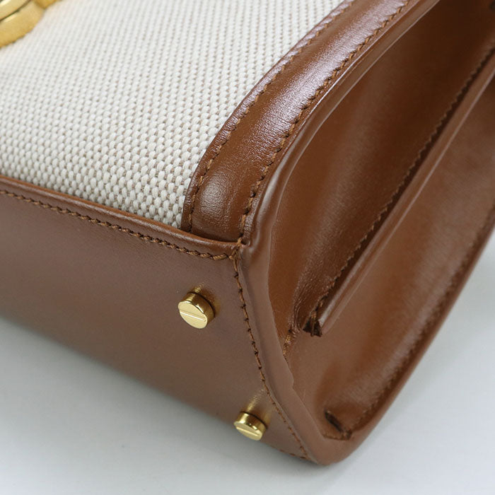 SAINT LAURENT カサンドラ キャンバス × レザー ハンドバッグ - ブラウン × ベージュ