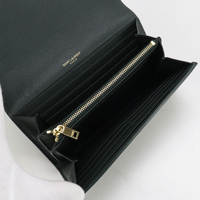 SAINT LAURENT レザー 長財布 ロングウォレット - グリーン