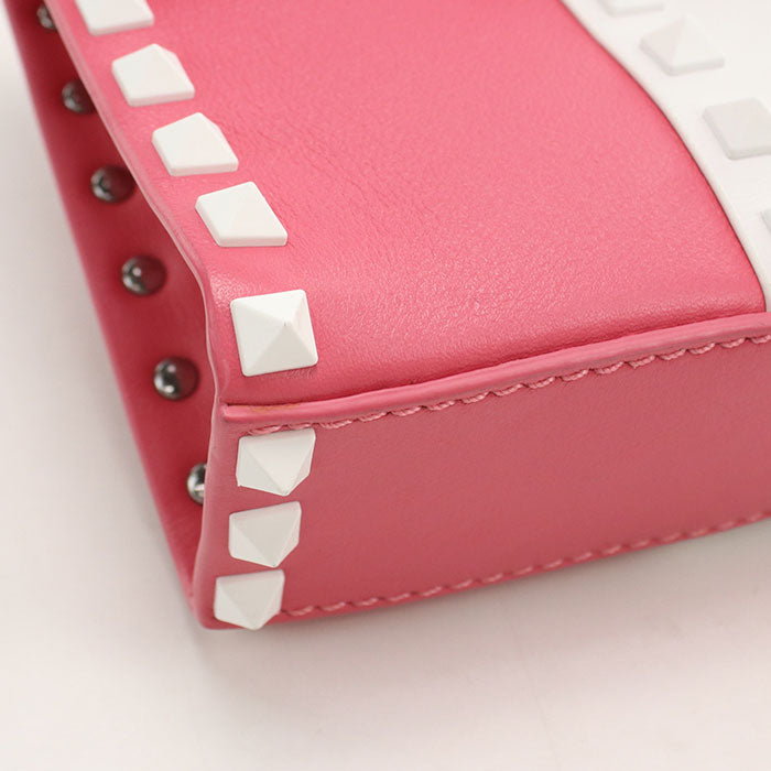 Valentino Rockstud Calfskin Shoulder Bag - Pink and White