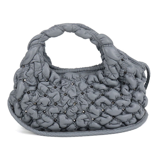 Valentino Rockstud Leather Handbag/Shoulder Bag - Grey