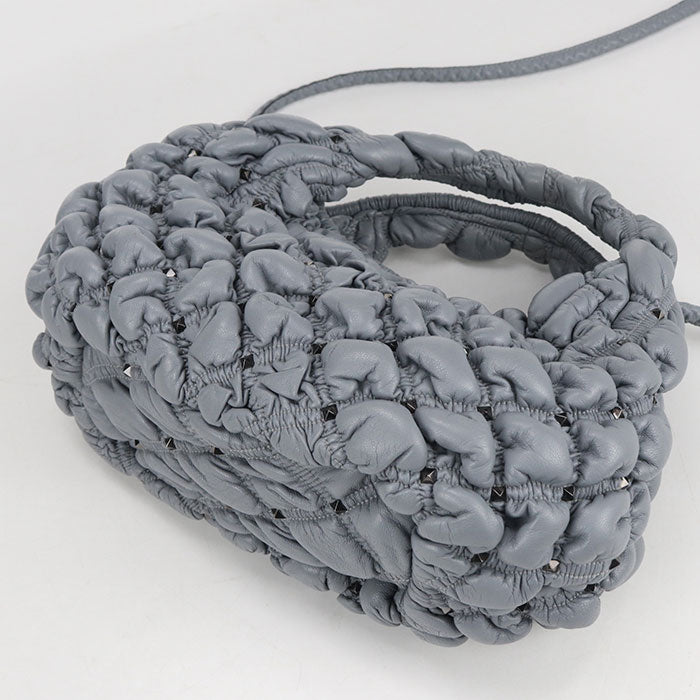 Valentino Rockstud Leather Handbag/Shoulder Bag - Grey