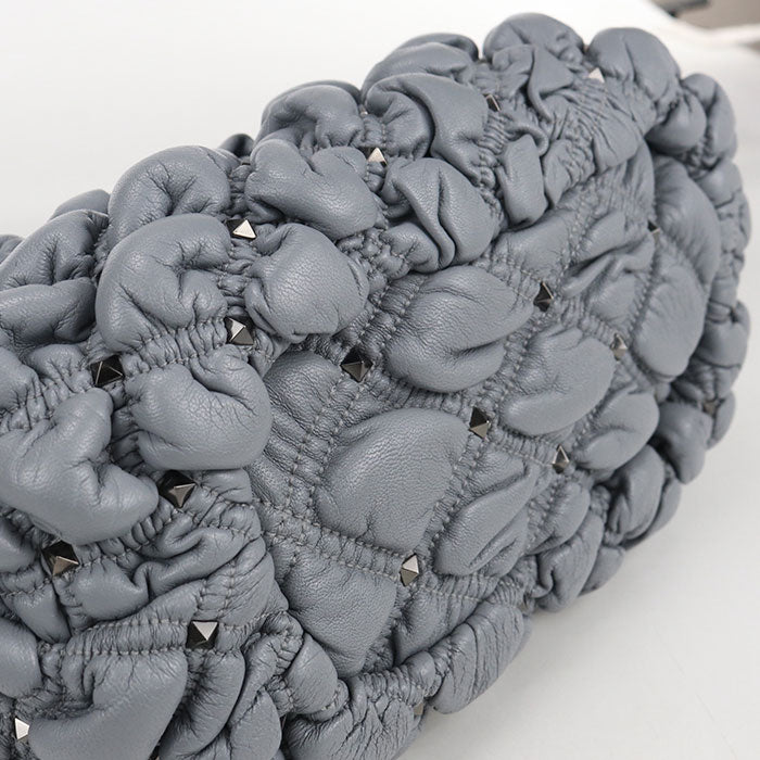 Valentino Rockstud Leather Handbag/Shoulder Bag - Grey