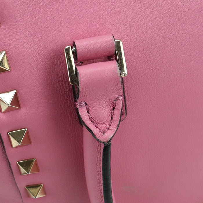 Valentino ロックスタッズ カーフレザー ハンドバッグ ショルダーバッグ - ピンク