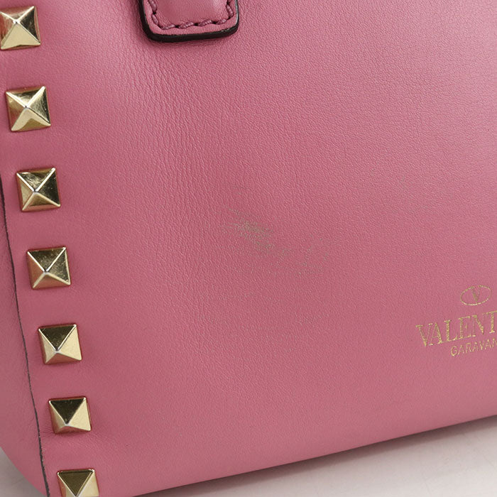 Valentino ロックスタッズ カーフレザー ハンドバッグ ショルダーバッグ - ピンク