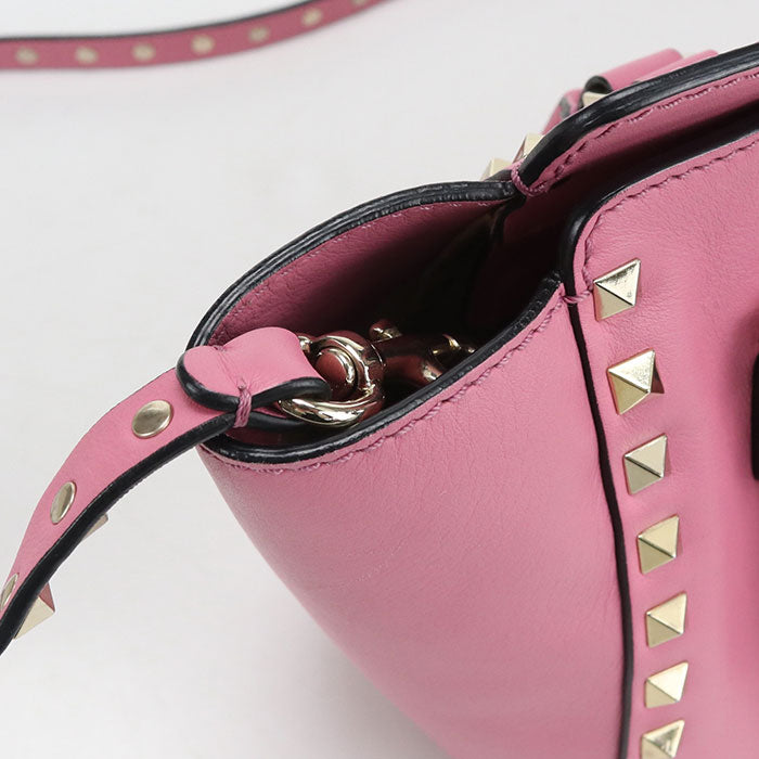 Valentino ロックスタッズ カーフレザー ハンドバッグ ショルダーバッグ - ピンク