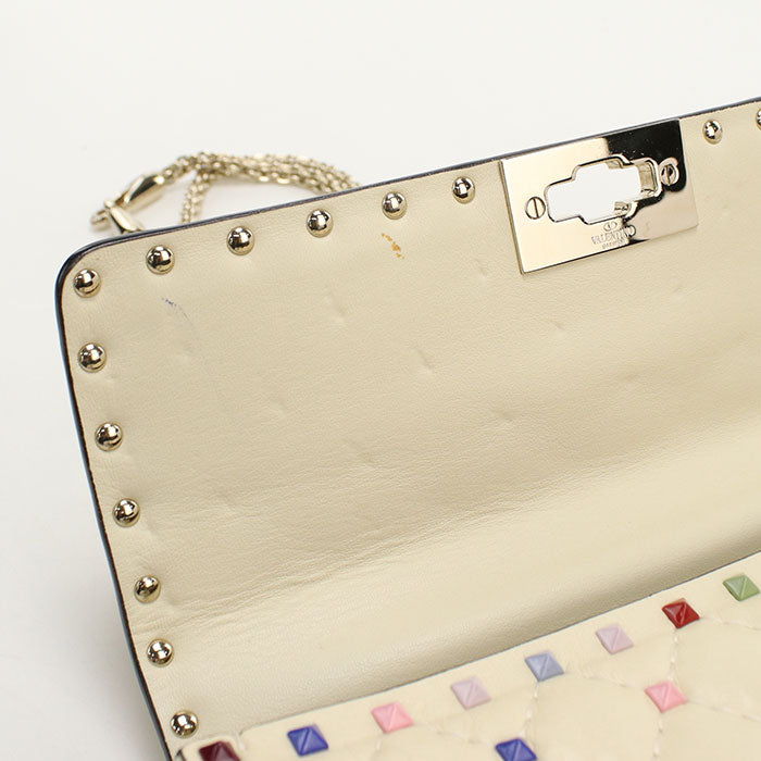 Valentino ロックスタッズ スパイク ラムスキン ハンドバッグ チェーンショルダーバッグ - マルチカラー