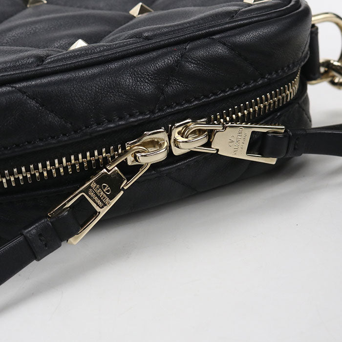 Valentino ロックスタッズ カーフレザー ショルダーバッグ - ブラック
