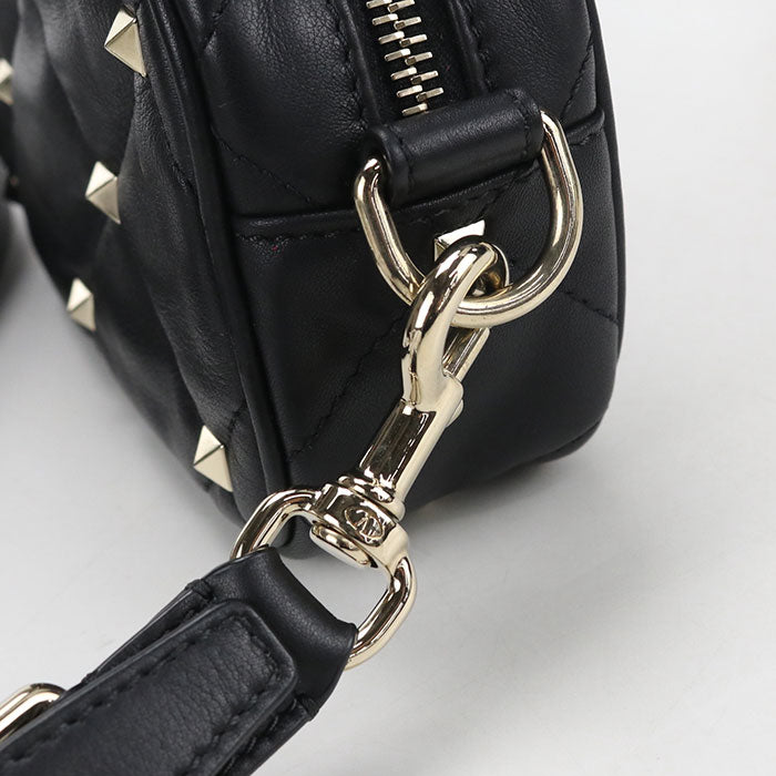 Valentino ロックスタッズ カーフレザー ショルダーバッグ - ブラック