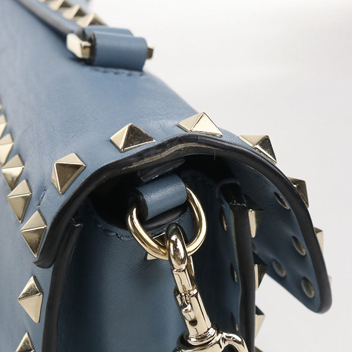 Valentino ロックスタッズ カーフスキン ハンドバッグ ショルダーバッグ - ブルー