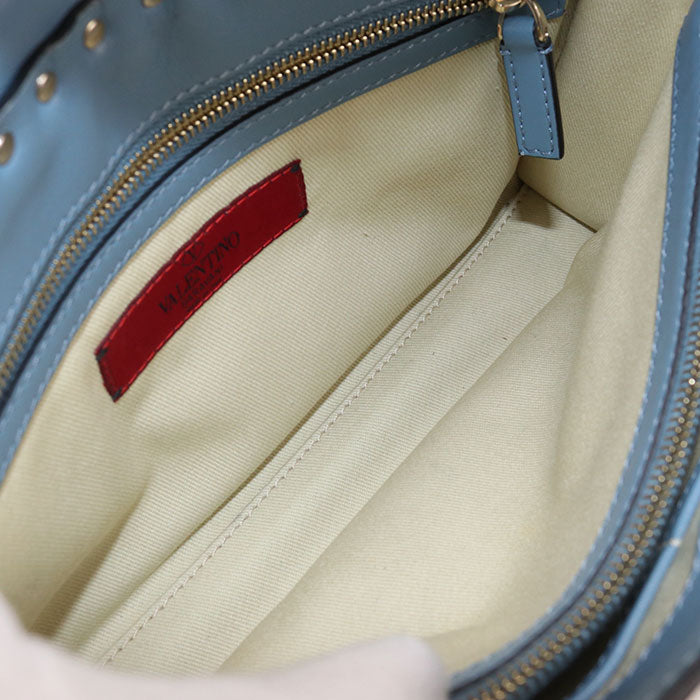 Valentino ロックスタッズ カーフスキン ハンドバッグ ショルダーバッグ - ブルー