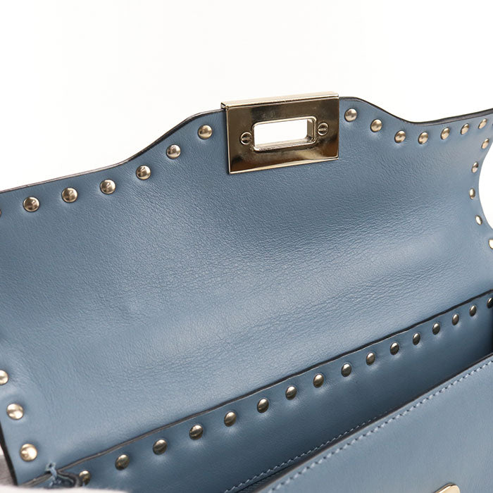 Valentino ロックスタッズ カーフスキン ハンドバッグ ショルダーバッグ - ブルー