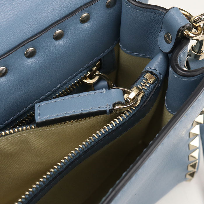 Valentino ロックスタッズ カーフスキン ハンドバッグ ショルダーバッグ - ブルー