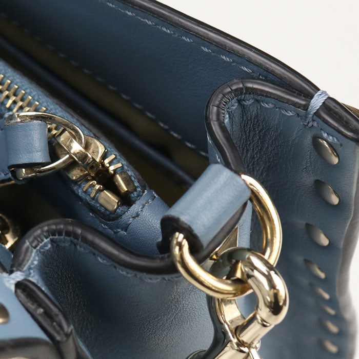 Valentino ロックスタッズ カーフスキン ハンドバッグ ショルダーバッグ - ブルー