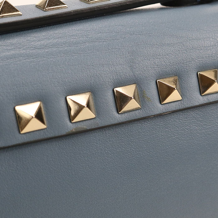 Valentino ロックスタッズ カーフスキン ハンドバッグ ショルダーバッグ - ブルー