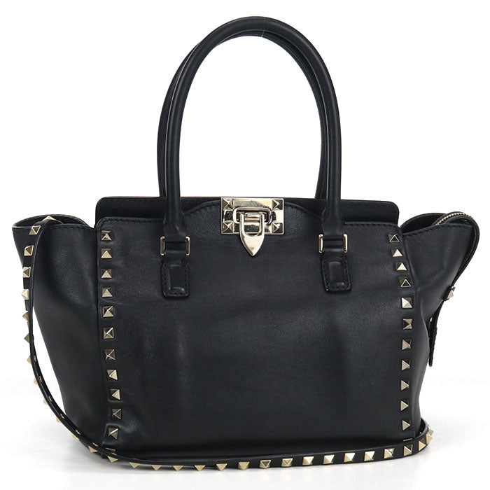 Valentino Rockstud Leather Handbag/Shoulder Bag - Black