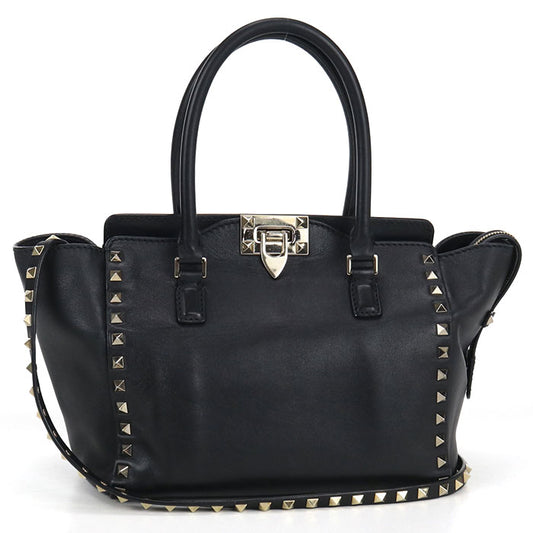 Valentino Rockstud Leather Handbag/Shoulder Bag - Black