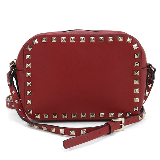 Valentino Rockstud Leather Shoulder Bag - Red