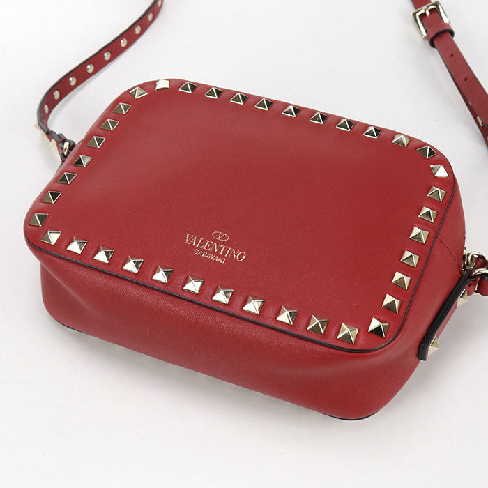 Valentino Rockstud Leather Shoulder Bag - Red
