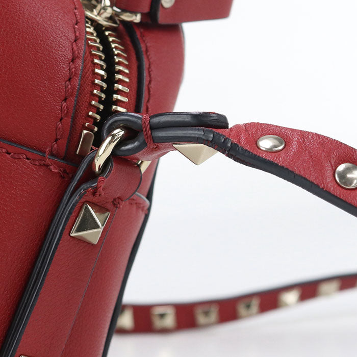 Valentino Rockstud Leather Shoulder Bag - Red