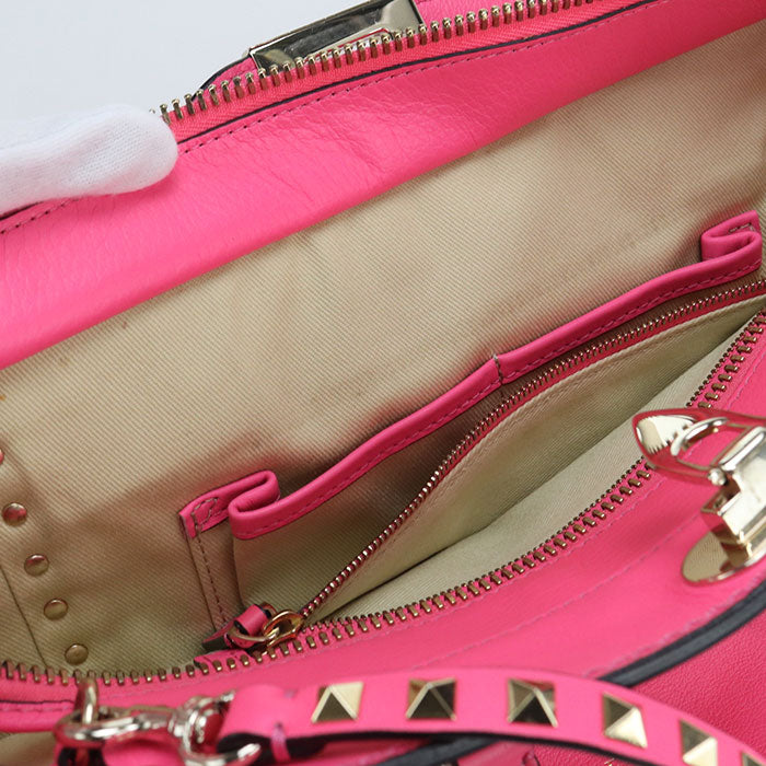 Valentino Rockstud Calfskin Tote/Shoulder Bag - Pink