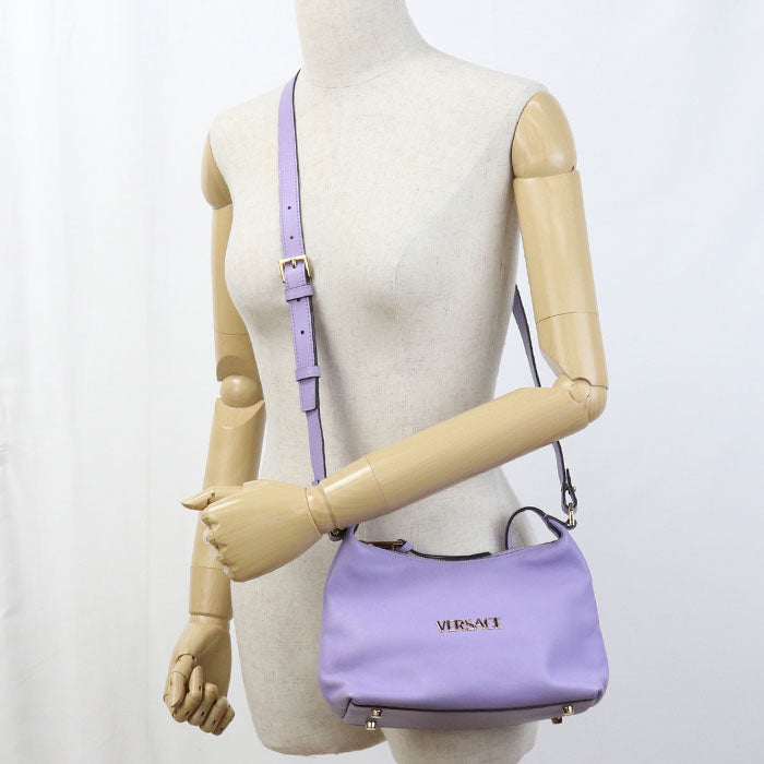 Gianni Versace タグ ナッパ ホーボーバッグ ラムスキン ハンドバッグ ショルダーバッグ - パープル