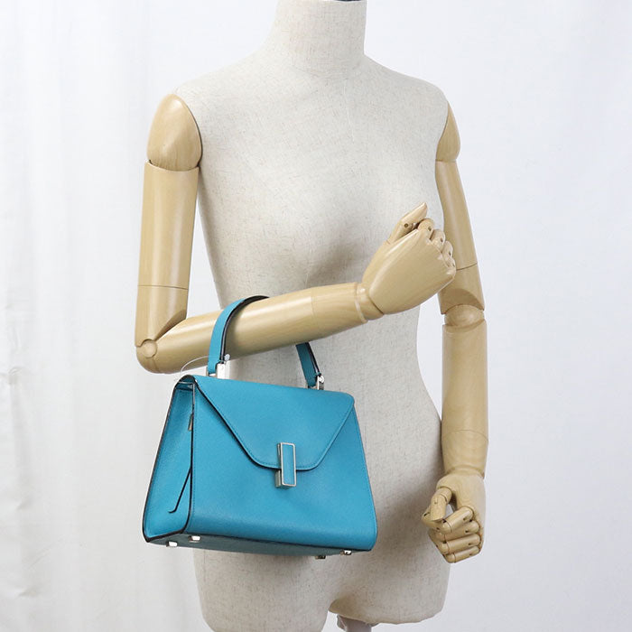 Valextra Iside Calfskin Top Handle Handbag/Shoulder Bag - Blue