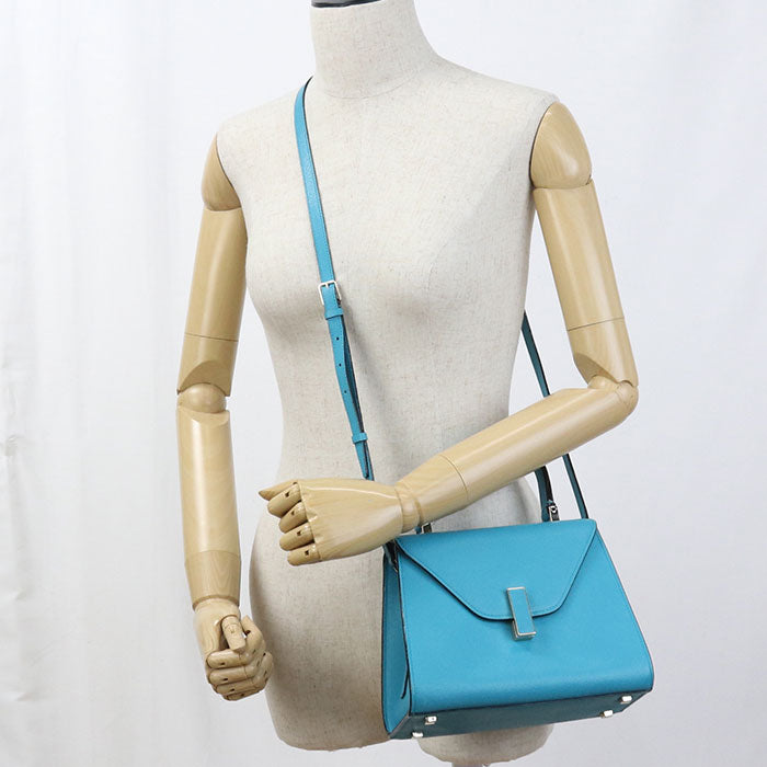 Valextra Iside Calfskin Top Handle Handbag/Shoulder Bag - Blue