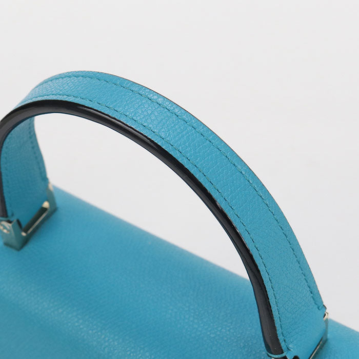 Valextra Iside Calfskin Top Handle Handbag/Shoulder Bag - Blue